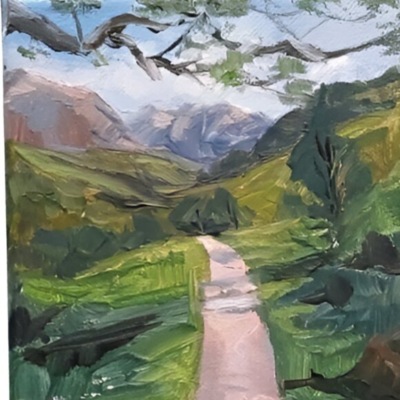 Mountain spring, Original Landscape Painting, 5x7 Mini Art - Picture 12 of 14